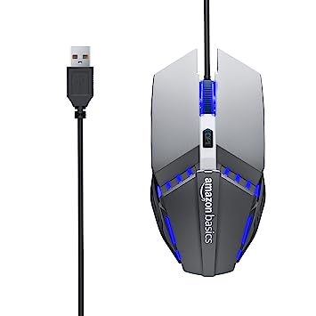 AmazonBasics Wired Gaming Mouse with RGB LED, Lightweight and Durable Design, DPI Up to 2400, Compatible with Windows and MAC