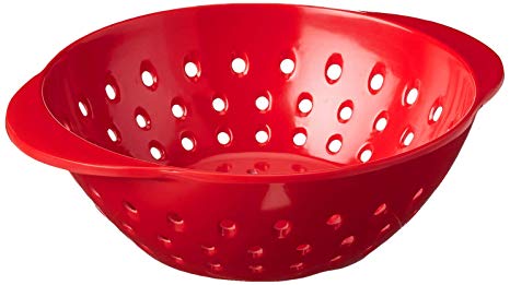 Tovolo 6-Inch Mini Melamine Quick Draining Berry Colander, Easy Grip Handles, Red