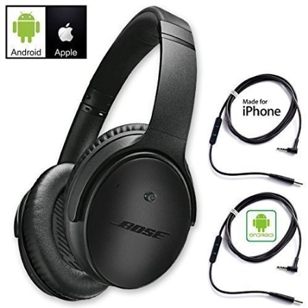 Bose QuietComfort 25 Acoustic Noise Cancelling Headphones for Android & Apple Devices - Limited Edition - Tripple Black - Bundle