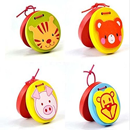 AxiEr Lovley Animal Pattern Wooden Finger Castanet for Baby Early Education 7pcs/set