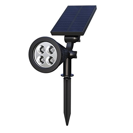 Solar Spotlight, Holan 4 LED Security IP65 Waterproof LED Spotlight Outdoor Landscape Lighting Night Lights In-ground Light for Graden Backyard Lawn;Pack of 1