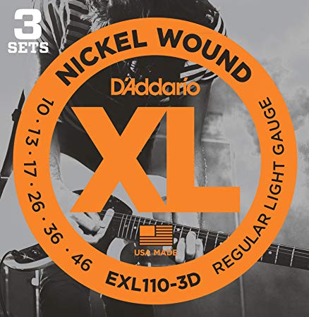 D'Addario EXL110-3D XL Nickel Wound Regular Light Electric Guitar Strings, 3 Pack