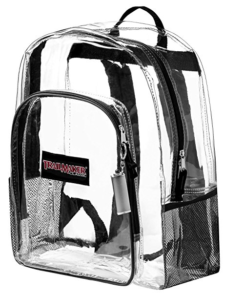 Clear School Backpack with Padded Straps & “Bonus LED Flashlight”