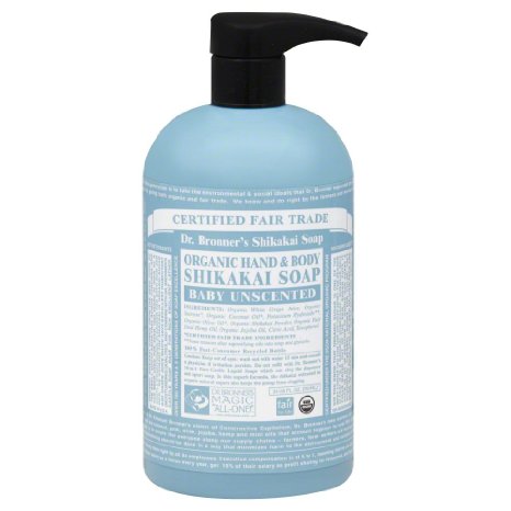 Dr Bronners Fair Trade and Organic Shikakai Hand and Body Pump Soap - Unscented 24 oz