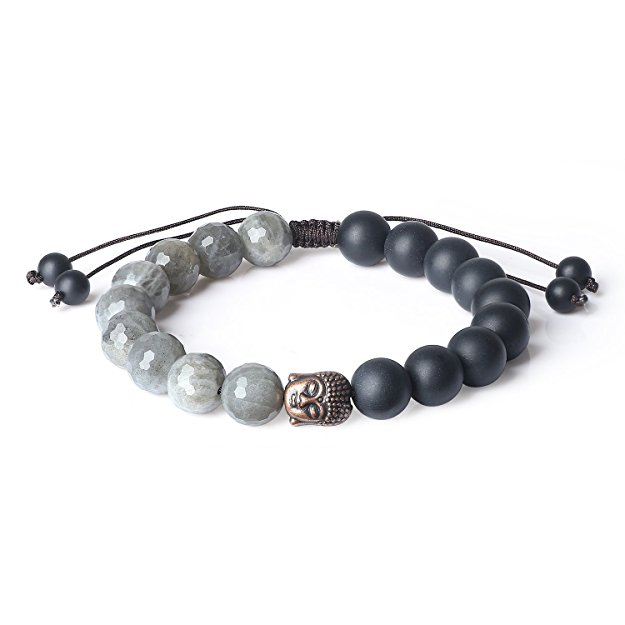 COAI Adjustable Mens Womens Mala Prayer Beads Lava Stones Buddha Bracelet