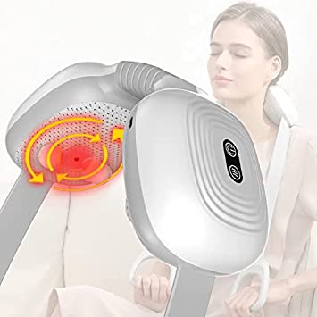 BLEOTY Neck Massager with Red Light Therapy, 180° Width Adjustment Shiatsu Neck and Back Massager, Portable Neck and Shoulder Massager, Neck Massager for Deep Tissue Pain Relief