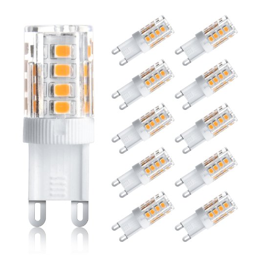 Ascher 3W G9 LED Bulbs, 25W Halogen Bulbs Equivalent, 250lm, Warm White, 360 Degree Beam Angle, G9 Bulb - Pack of 10