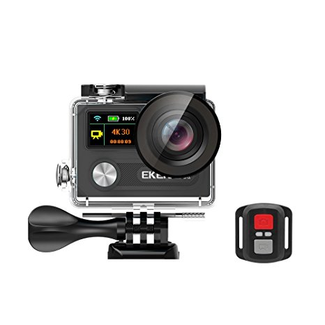 EKEN H8R, Ultra HD 4K Waterproof Action Camera (Sports DV Camcorder with 2 batteries, charging dock, selfie stick and 28 Mountings Kit), one of the most Cost-effective Sports Cameras (Black)