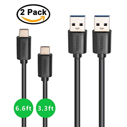Type C USB Cable (3.3FT 6.6FT/2-Pack) with 56K Resistor for LG G5, HTC 10, OnePlus 3, Lumia 950, New MacBook, ChromeBook Pixel and More of FEMORO USB C Charger Cable A C to USB 3.1 to 3.0 Cord