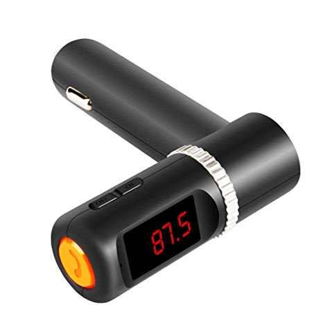 collee Bluetooth Car Charger, Wireless In-Car Bluetooth FM Transmitter BC-08 with 2-Port USB Car Charging Hands-Free Calling Player - Black