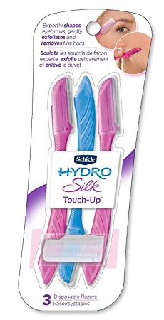 Schick Hydro Silk Touch-Up Multipurpose Exfoliating Dermaplaning Tool, Eyebrow Razor, and Facial Razor with Precision Cover, 3 Count (Packaging May Vary) - 1 Pack