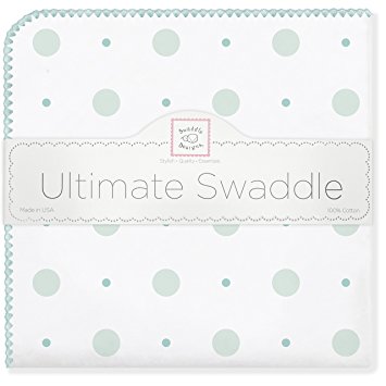 SwaddleDesigns Ultimate Swaddle Blanket, Made in USA, Premium Cotton Flannel, SeaCrystal Big Dot Little Dot