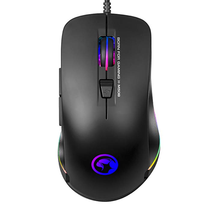 MARVO Advanced Gaming Mouse RGB Backlit Laptop Mouse 3200 DPI 7 Button USB Wired Computer Mouse with Adjustable Backlight Gaming Mice Fit for PC/Laptops/Computer, Ergonomic Design