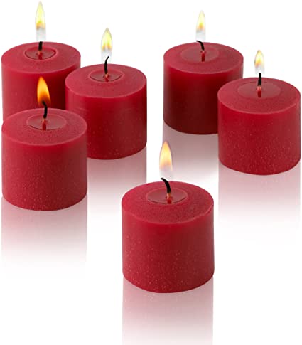 Light In The Dark Red Votive Candles - Box of 72 Unscented Candles - 10 Hour Burn Time - Bulk Candles for Weddings, Parties, Spas and Decorations