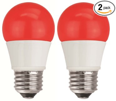 TCP 40 Watt Equivalent 2-pack, Red LED A15 Regular Shaped Light Bulbs, Non-Dimmable RLAS155WRD236