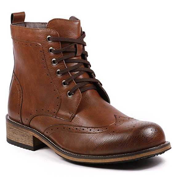 Metrocharm MC002 Men's Lace Up Wing Tip Formal Dress Casual Fashion Boots