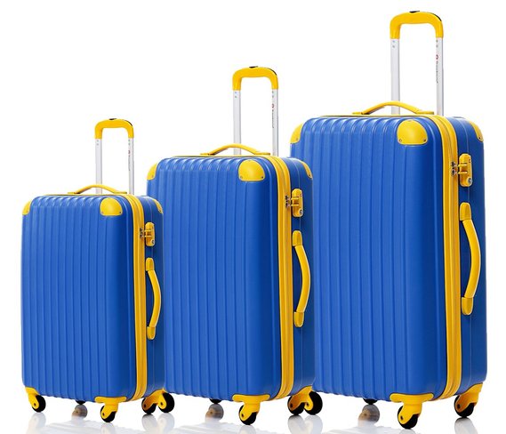 Merax Travelhouse 3 Piece PCABS Spinner Luggage Set with TSA Lock