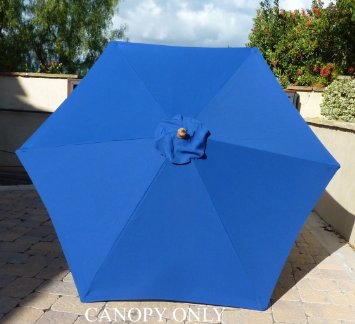 9ft Umbrella Replacement Canopy 6 Ribs in Royal Blue Canopy Only