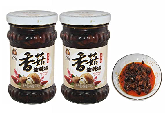 Lao Gan Ma Chilli Sauce, XiangGuYouLaJiao 210g (Chilli Mushroom Sauce, Pack of 2)