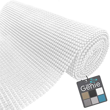 HOME GENIE Original PVC Drawer and Shelf Liner, Non Adhesive Roll, 17.5 Inch x 10 FT, Durable and Strong, Grip Liners for Drawers, Shelves, Cabinets, Pantry, Storage, Kitchen and Desks, Pure White