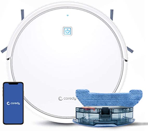 Coredy R750-W Robot Vacuum Cleaner, Compatible with Alexa, Mopping System, Boost Intellect, Virtual Boundary Supported, 2200Pa Suction, Super-Thin, Upgraded Robotic Vacuums, Cleans Hard Floor to Carpet