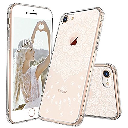 iPhone 8 Case, iPhone 8 Slim Case, MOSNOVO White Peace Mandala Floral Lace Clear Design Printed Plastic with TPU Bumper Protective Case Cover for Apple iPhone 8 (2017)