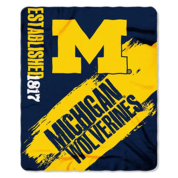 Officially Licensed NCAA "Painted" Printed Fleece Throw Blanket, 50" x 60", Multi Color