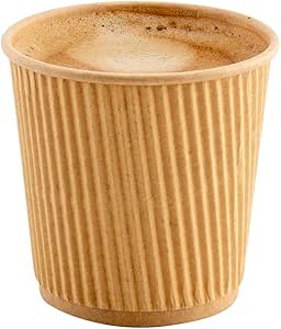 Restaurantware 4 Ounce Disposable Coffee Cups 500 Ripple Wall Hot Cups For Coffee - Lids Sold Separately Rolled Rim Kraft Paper Insulated Coffee Cups For Hot Coffee Tea And More