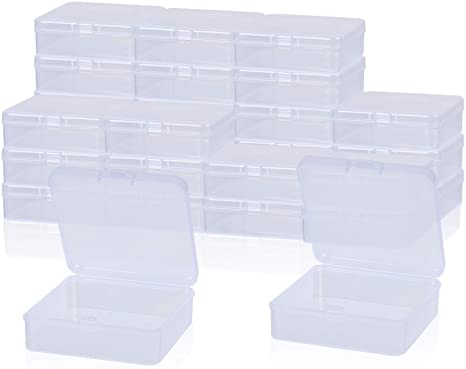 Akamino 30 Pack Small Clear Plastic Beads Storage Containers Box with Hinged Lid for Storage Beads,Crafts, Jewelry, Hardware and Other Small Items Accessories (2.9 x 2.9 x 1 inches)