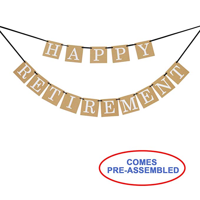 Happy Retirement Banner Sign - Retirement Party Supplies Favors ,Gifts and Decorations