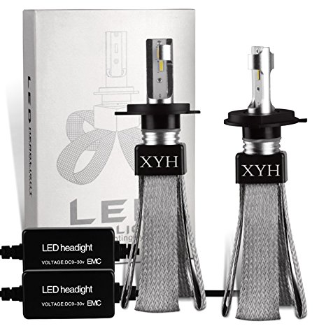 XYH LED Headlight Bulbs,H4 LED Headlight 9600Lm 6000K 2 Color Change (white, gold) LED Headlight All-in-One Conversion Kit CSP Chips Conversion Kit.-3Year Warranty (T9)