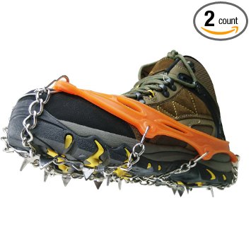 BINGUO 12 Teeth Anti-Slip Traction Cleats Grips Crampon for Snow and Ice Safe Protect Shoes Boots