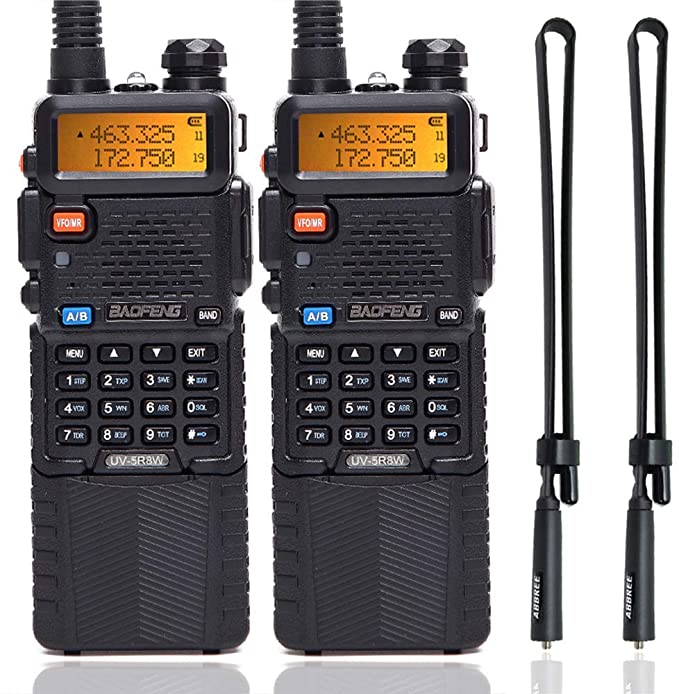 2 Pack BaoFeng UV-5R High Power Tri-Power Portable Two-Way Radio 3800mAh Battery & ABBREE Tactical Antenna