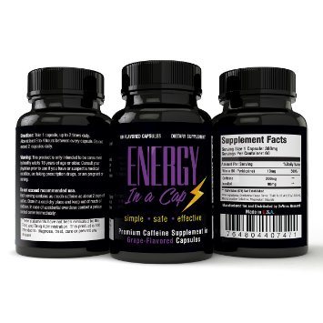 Energy In-A-Cap | Natural Energy & Focus Supplement | 100% Safe & Effective Caffeine Extract Enhanced with B-Vitamins | Supports Natural Energy Boost with No Crash