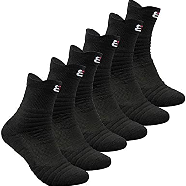 Pelisy Mens Compression Socks Trainer Hiking Basketball Socks 6 Pack For Running & Walking