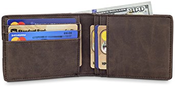 TRAVANDO Slim Wallet for Men „BUFFALO“ - RFID Blocking – 8 Card Slots – Bill Compartment – Vintage Design - Front Pocket Minimalist