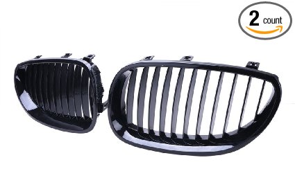 Jade Onlines Front Sport Wide Kidney Grille Grill for BMW E60 E61 5 Series M5 2003-2010 Gloss Black