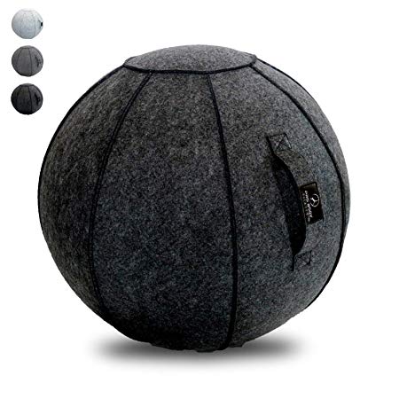 Sitting Ball Chair with Handle for Home, Office, Pilates, Yoga, Stability and Fitness - Includes Exercise Ball with Pump