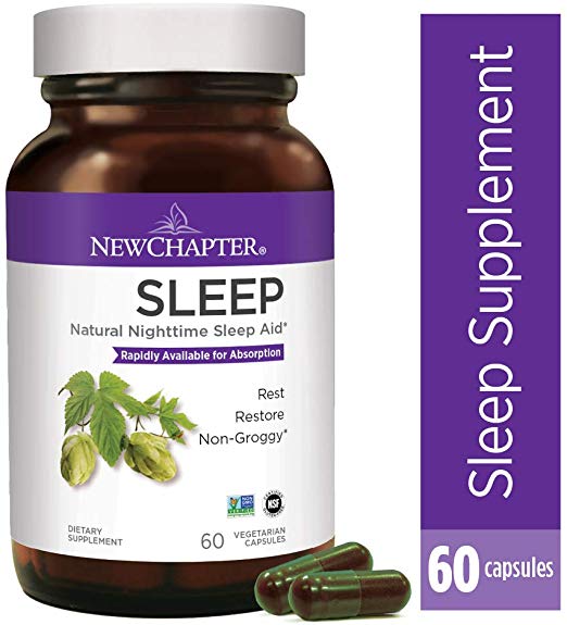 Sleep Aid Supplement, Natural Sleep Aid, New Chapter Sleep Supplement with Turmeric   Gluten Free - 60ct (1 month supply)