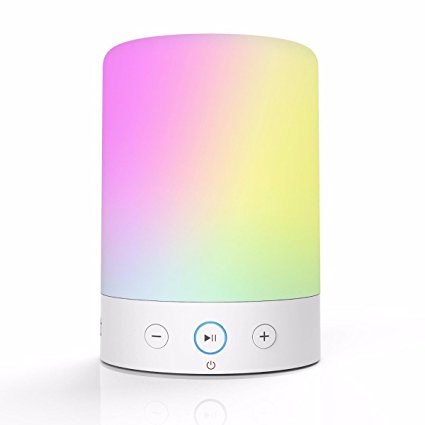 Bluetooth Speaker,ELEGIANT Wireless Stereo Speaker,LED Bedside Lamp with Touch Sensitive Control Panel and Different Lighting Level,Work with iPhone,Android Smartphone,TF Card and Laptop