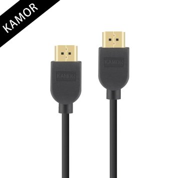 Kamor Ultra Slim Series High Speed HDMI Cable 15ft Male A-Male A  Gold plated HDMI to HDMI Cable supports Ethernet 3D 4K 1080P and Audio Return - Black