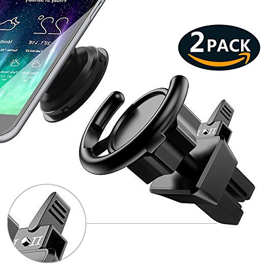 (2 Pack) Pop Clip Car Mount, J2CC 360° Rotation Pop Out Air Vent Cell Phone Holder for Pop Socket User With Adjustable Clip For Expanding Standing and Grip