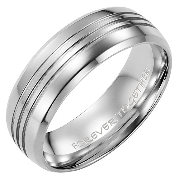 Willis Judd Mens New 7mm Titanium Band Ring Engraved Forever Together in Black Velvet Ring Box