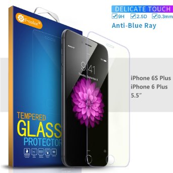 iPhone 6S Plus Screen Protector iPhone 6 Plus Screen Protector Anti-Blue Ray Ballistic Tempered Glass Screen Protector Guard Film 3D Touch Compatible F-color8482 Anti Shatter Maximum Protection