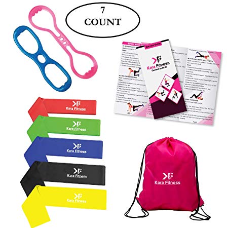 Celebrita MMA Booty Resistance Workout Bands & Mini Loops Exercise Butt Belts for Women - Set of 7 with Carry Bag and Exercise Guide