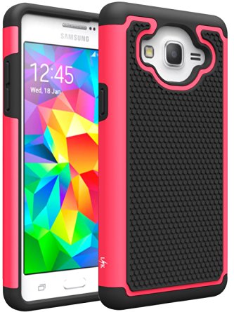 Galaxy On5 Case, LK [Shock Absorption] Drop Protection Hybrid Dual Layer Armor Defender Protective Case Cover for Samsung Galaxy On5 (Hot Pink)