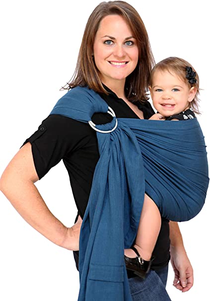 Maya Wrap Lightly Padded Ring Sling | Ergonomic Baby Carrier | Integrated Pocket | Lightweight, Breathable Cotton | Twilight (Large)