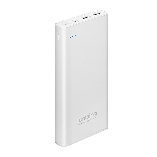 Lumsing 15000mAh Portable Charger,Quick Charge 3.0 USB-C External Battery Power Bank for iPhone, iPad, Smartphones and Tablets (White)