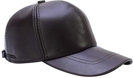 Yosang Men's Genuine soft lambskin Leather Baseball hats driving Adjustable Cap