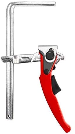 QWORK Ratcheting Table Clamp, Quick Release Bar Clamp with 6-5/16" Capacity and 2-5/16" Throat Depth for Sanding, Cutting